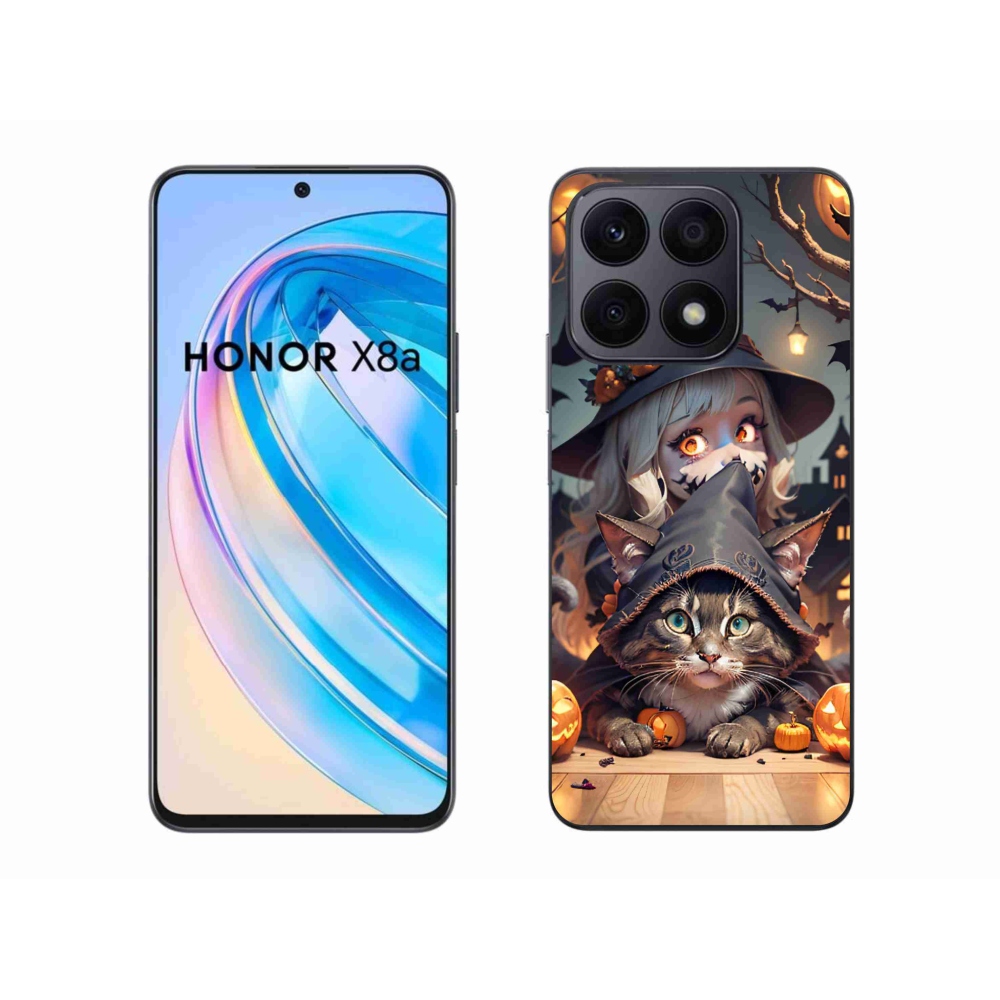 Zselés borítás mmCase a Honor X8a számára - boszorkány macskával