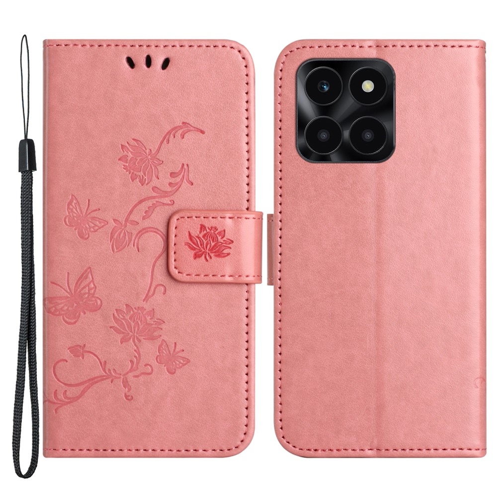Virágos könyvtáska a Honor X6a készülékhez - rózsaszín