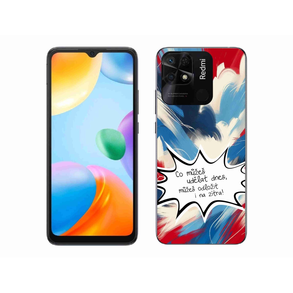 Gél borító mmCase a Xiaomi Redmi 10C-hez - vicces szöveg 9 fehér háttérrel