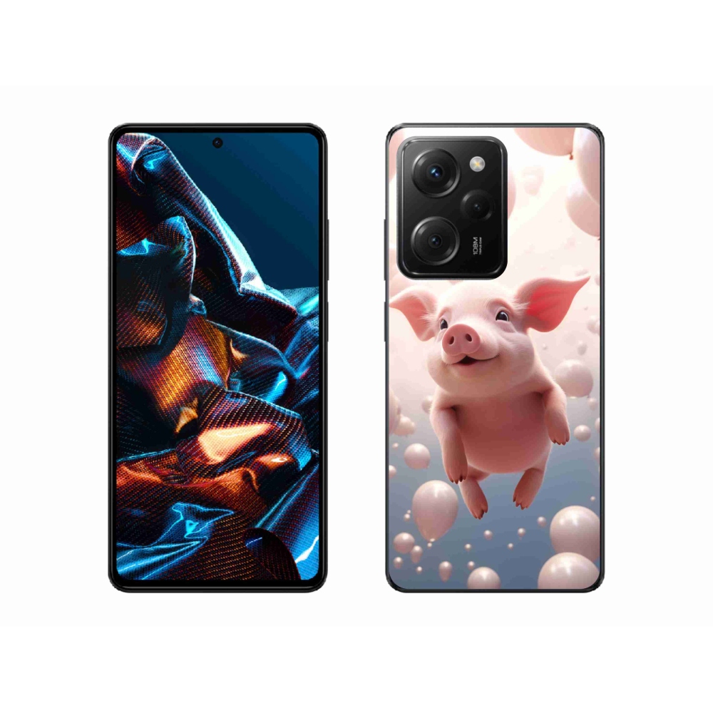 Gél borítás mmCase a Xiaomi Poco X5 Pro 5G számára - malac lufikkal