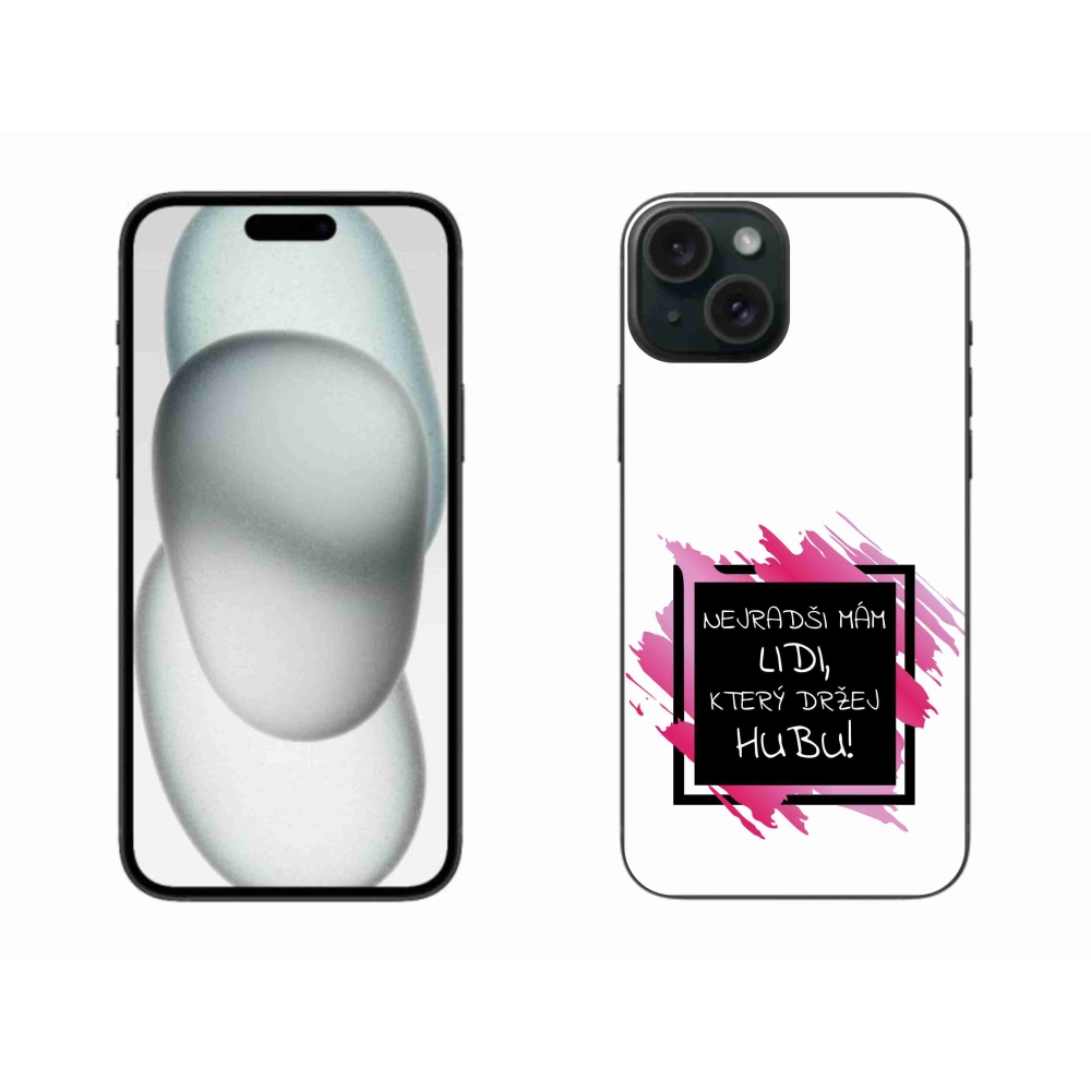 Gél borítás mmCase iPhone 15 Plus készülékhez - vicces szöveg 7 fekete-fehér háttérrel