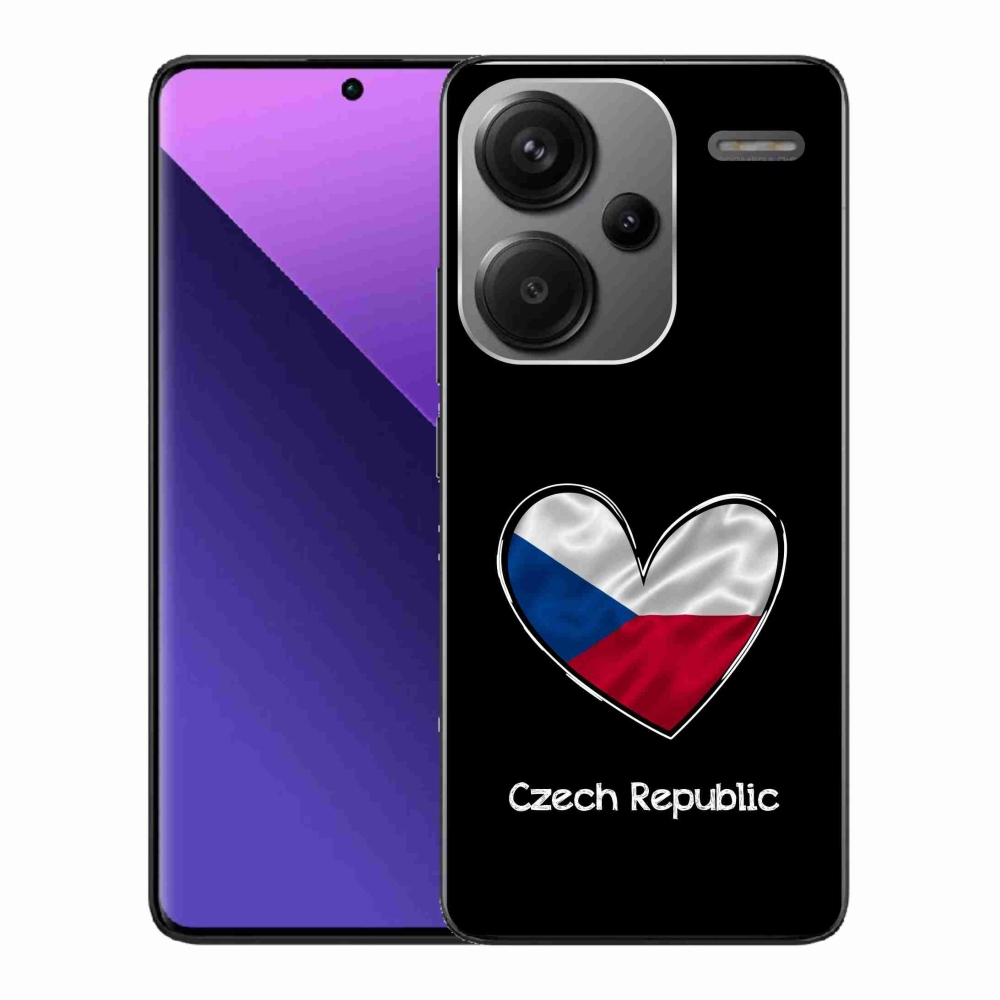 Gél borítás mmCase a Xiaomi Redmi Note 13 Pro+ 5G számára - szív zászló fekete háttérrel