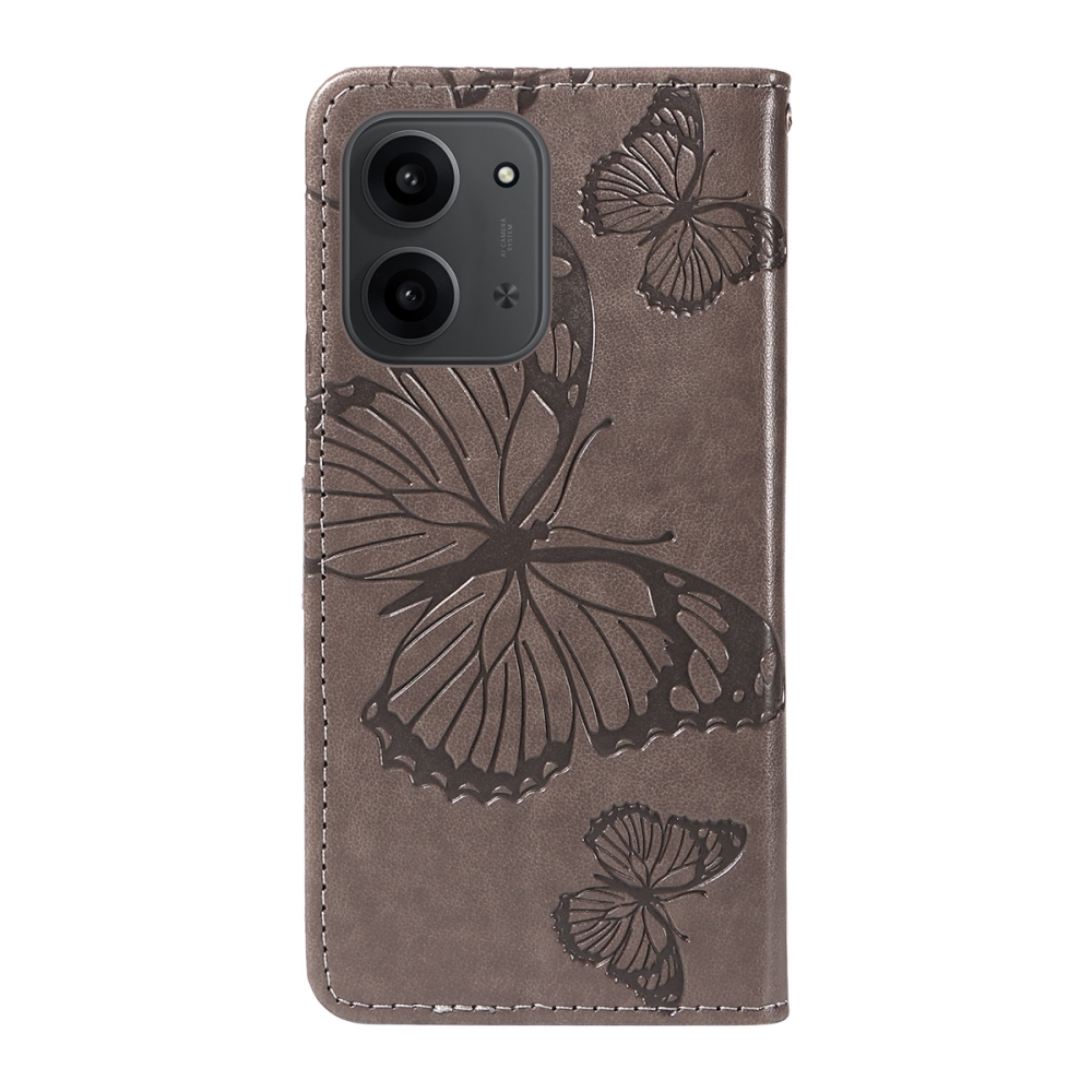 Nagy pillangó könyv tok Xiaomi Redmi 15C 4G/5G (173mm) - szürke