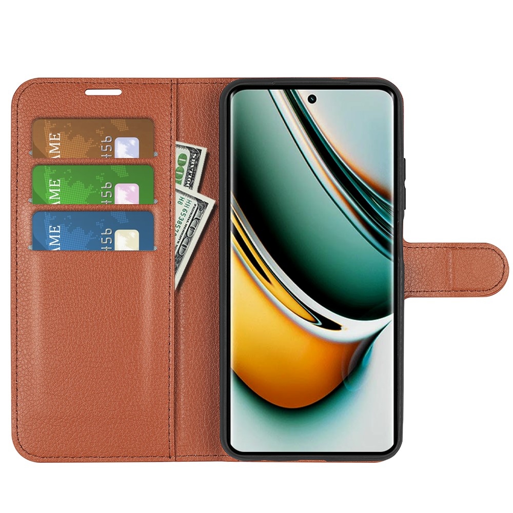 Litchi könyvtáska a Realme 11 Pro 5G/11 Pro+ 5G modellhez - barna