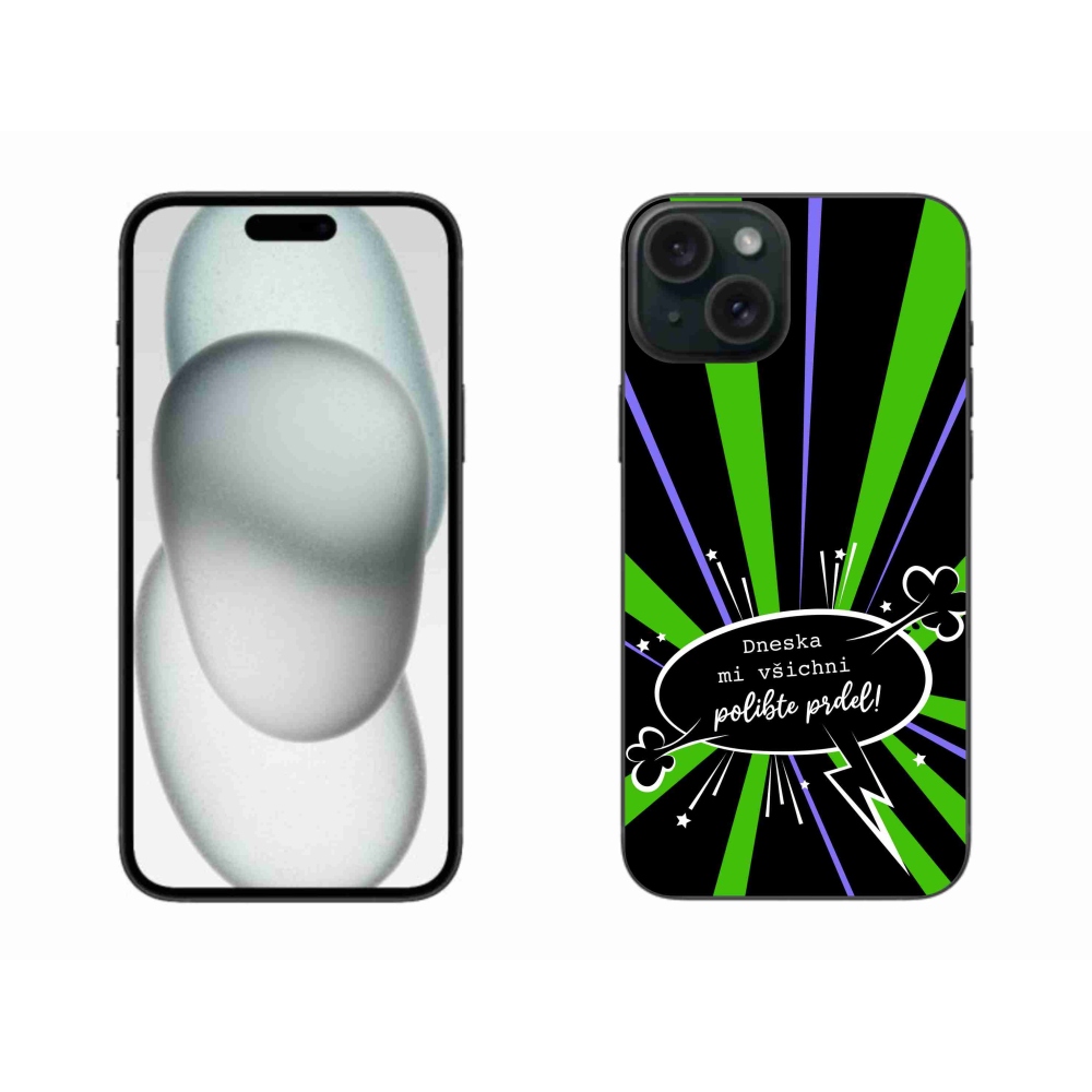 Gél borítás mmCase iPhone 15 Plus készülékhez - vicces szöveg 15 fekete háttér