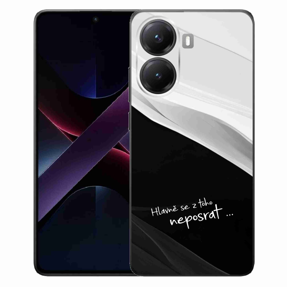 Gél borító mmCase a Xiaomi Poco X7 Pro 5G számára - vicces szöveg 13 fekete és fehér háttérrel