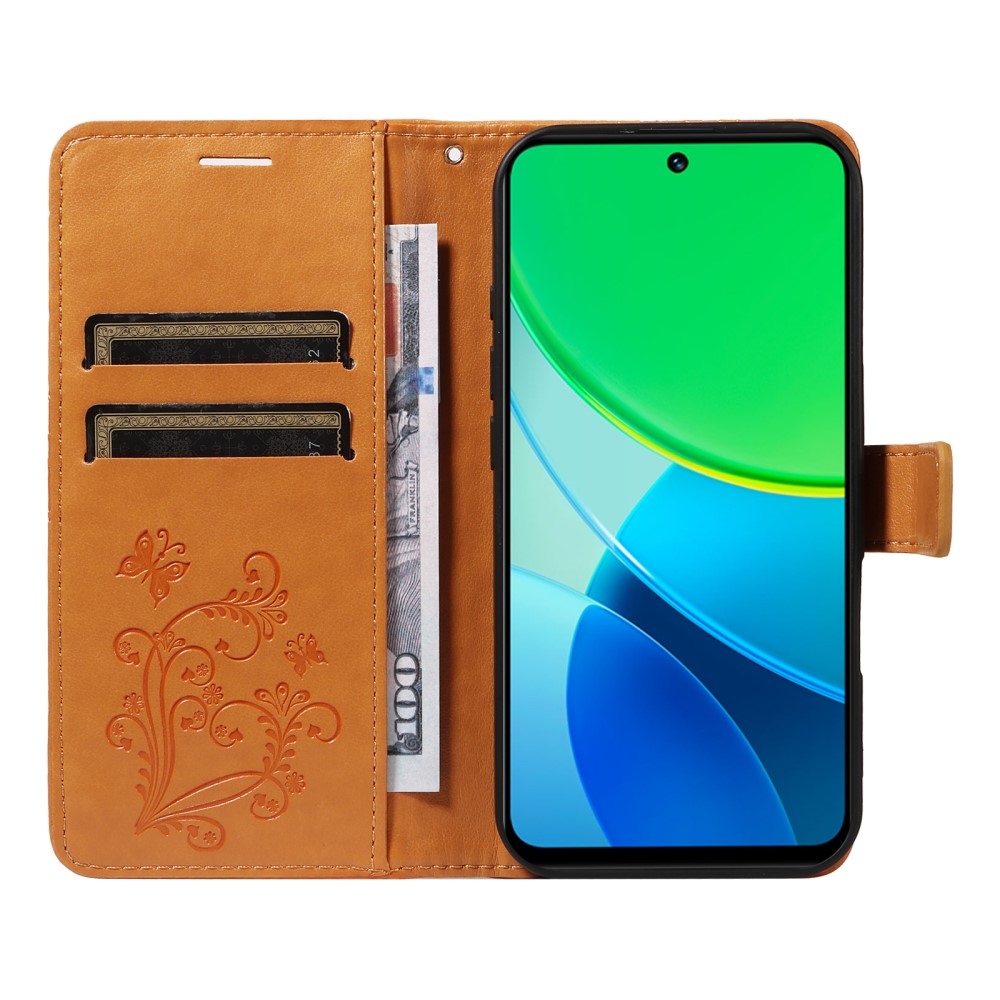 Nagy pillangó könyvtáska Vivo Y19s készülékhez - sárga