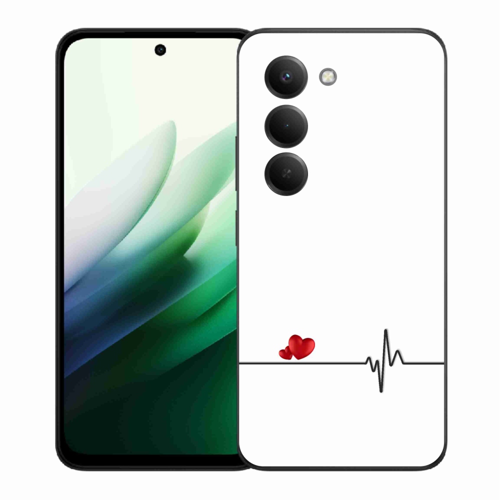 Gél borító mmCase a Xiaomi Redmi 15 5G-hez - szív és szívverés fehér háttérrel