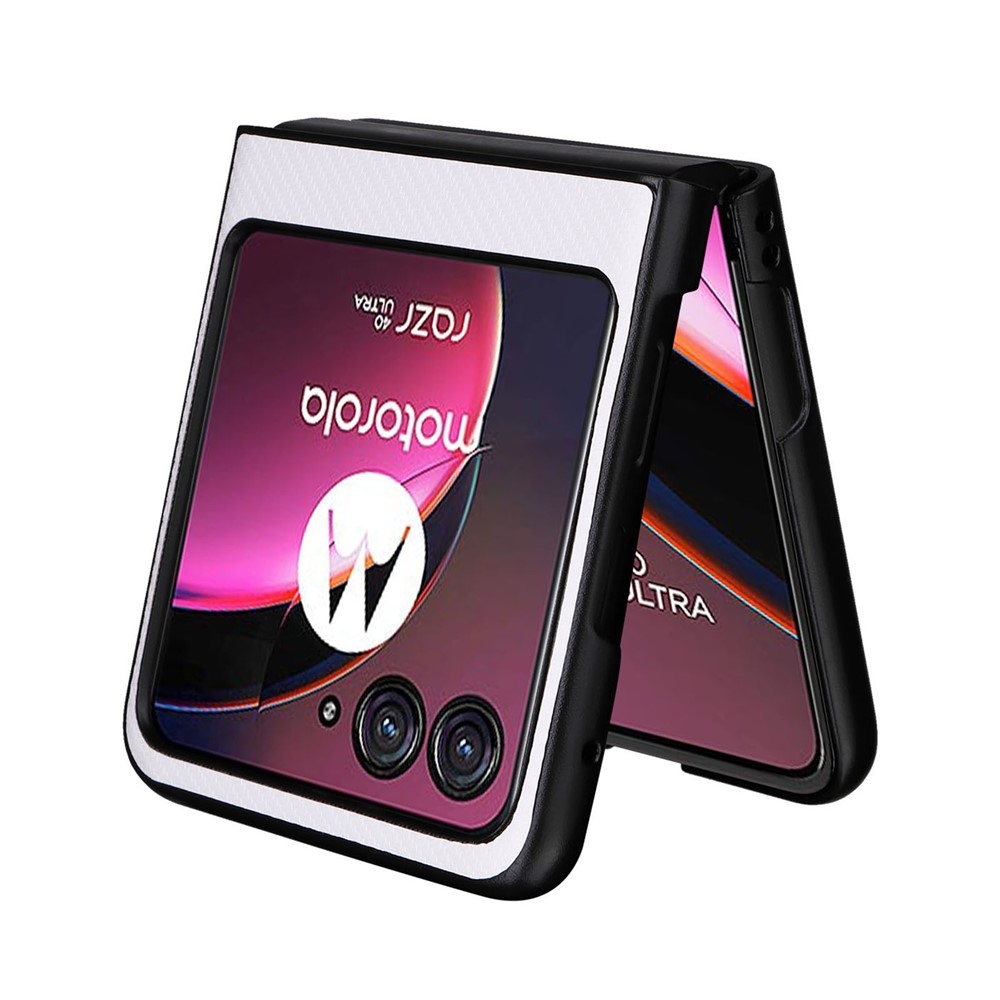 Textúrás műanyag borítás műbőrrel a Motorola Razr 40 Ultra 5G készülékre - fehér