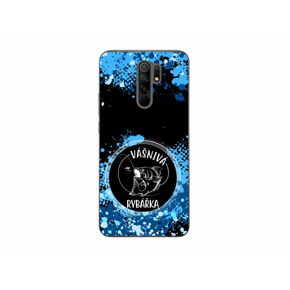 Gél borító mmCase a Xiaomi Redmi 9-hez - szenvedélyes halász fekete háttérrel