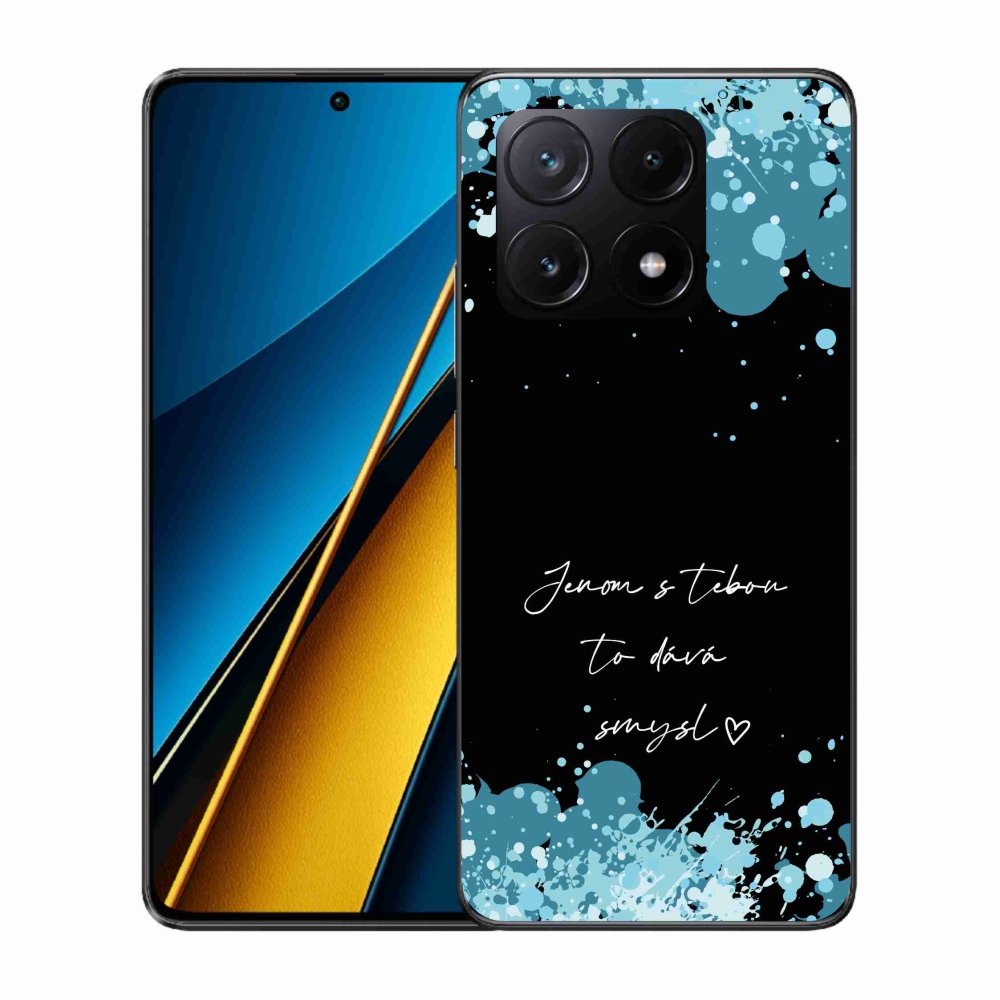 Gél borító mmCase a Xiaomi Poco X6 Pro 5G számára - szerelmes szöveg fekete háttérrel