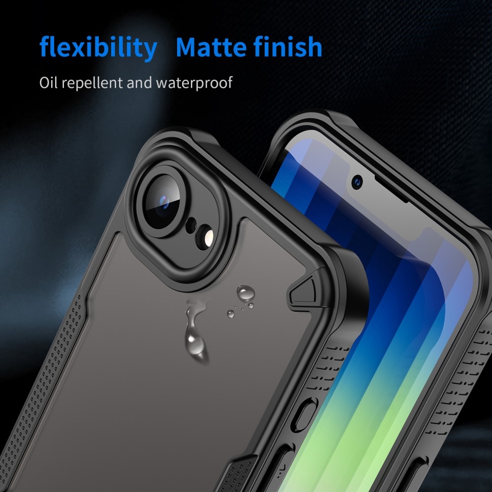 Fagyasztott, tartós borítás iPhone 16e készülékhez - fekete