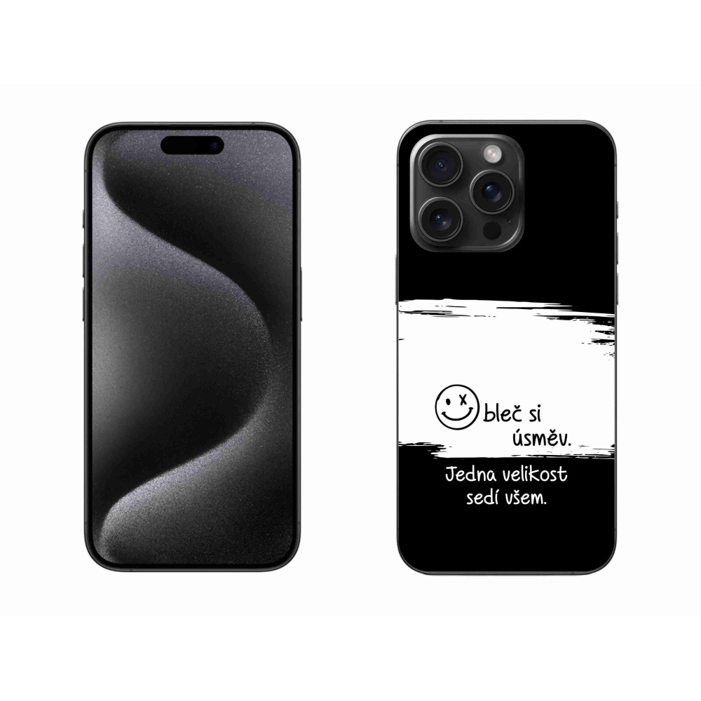 Gél borítás mmCase iPhone 15 Pro Max készülékhez - vicces szöveg 8 fekete-fehér háttérrel