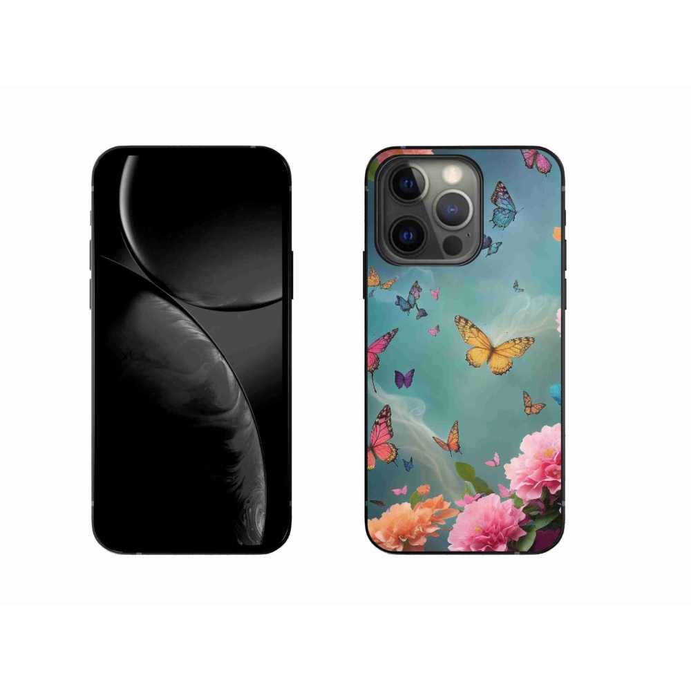 Gél borítás mmCase iPhone 13 Pro készülékhez - színes virágok és pillangók