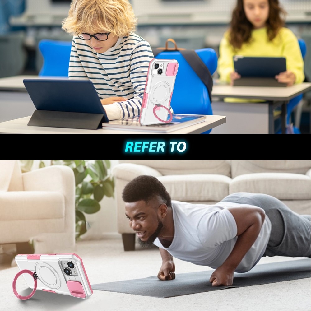 Fulcrum tartós borító kameravédelemmel és MagSafe funkcióval iPhone 14 készülékhez - rózsaszín/fehér