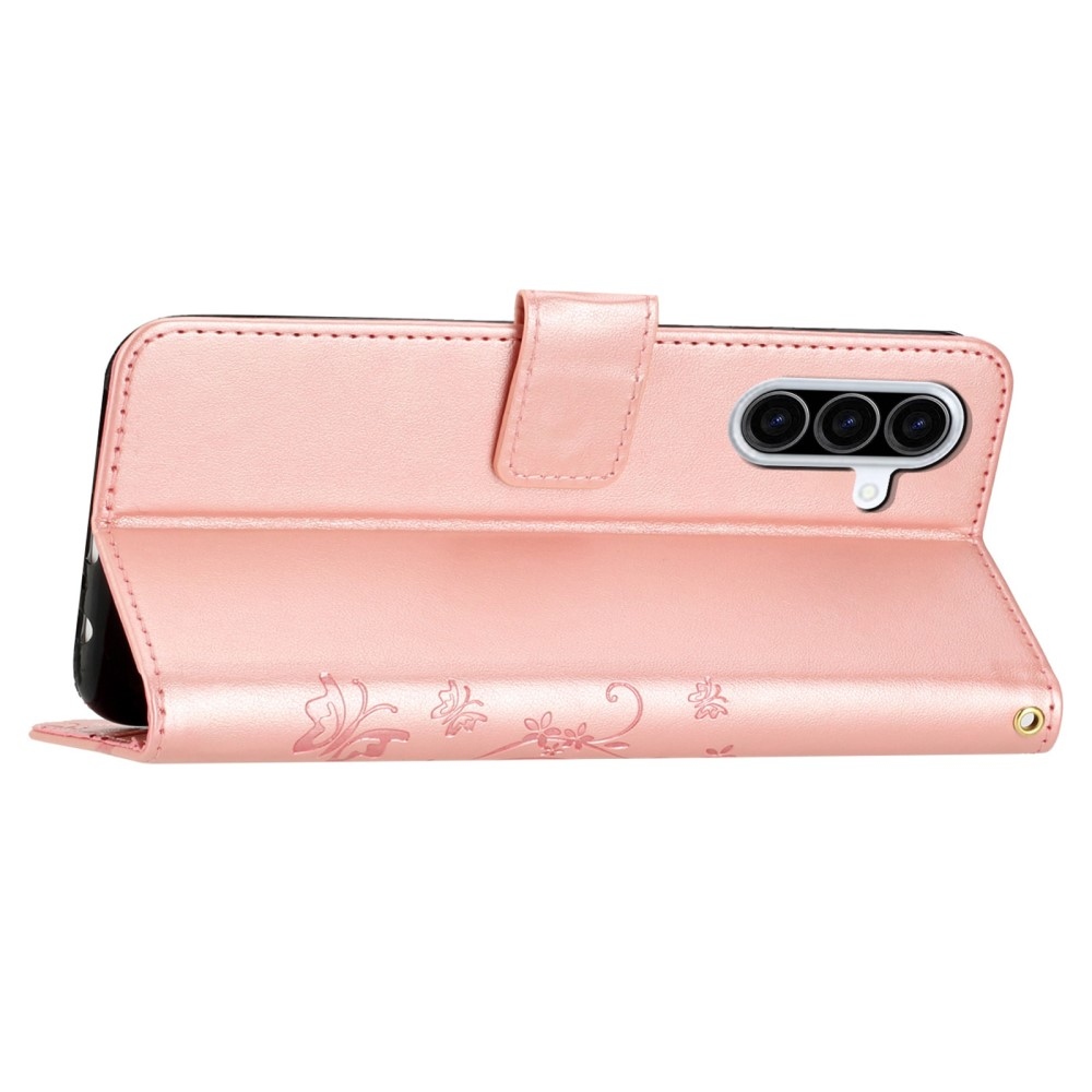 Virágok könyv tok Samsung Galaxy A26 5G - rózsa arany