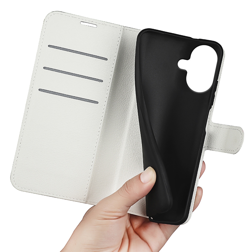 Litchi könyvtáska iPhone 17 készülékhez - fehér