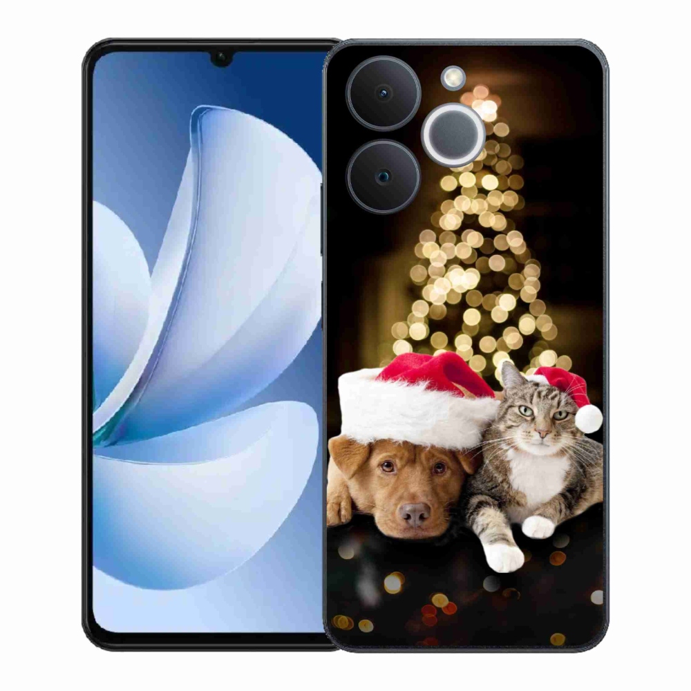 Gél borító mmCase a Realme Note 70T-hez - Karácsonyi kutya és macska