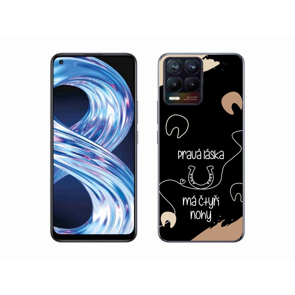 Gél borító mmCase a Realme 8 Pro készülékhez - Ló motívum fekete háttér