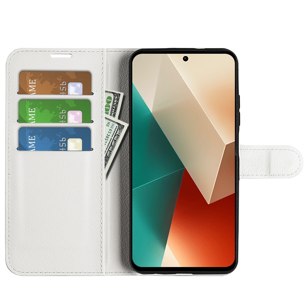 Litchi könyv tok Xiaomi Redmi Note 13 5G-hez - fehér