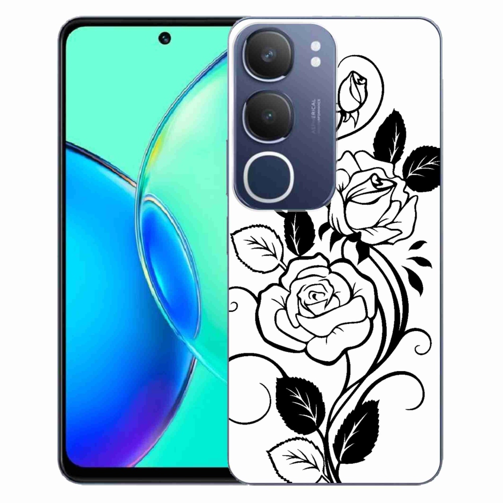 Gél borítás mmCase a Vivo Y19s készülékhez - fekete és fehér rózsa