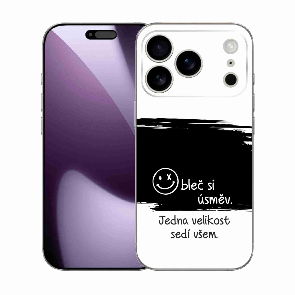 Gél borítás mmCase iPhone 17 Pro készülékhez - vicces szöveg 8 fekete-fehér háttérrel