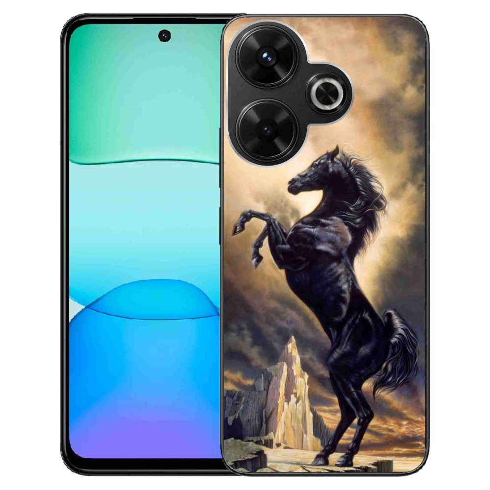 Gél borítás mmCase a Xiaomi Redmi 13 4G/Poco M6 4G - fekete rajzfilm lóhoz