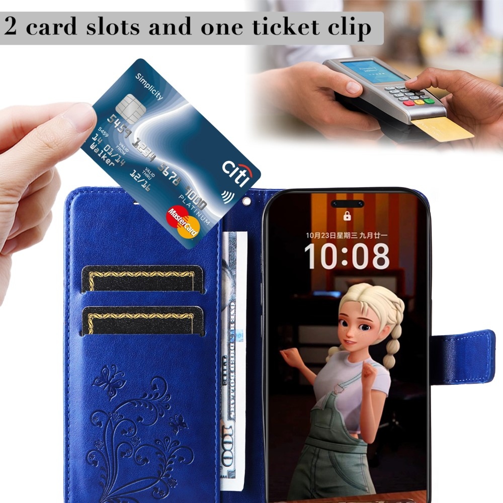 Nagy pillangó könyv tok a Honor Magic 7 Pro 5G számára - kék