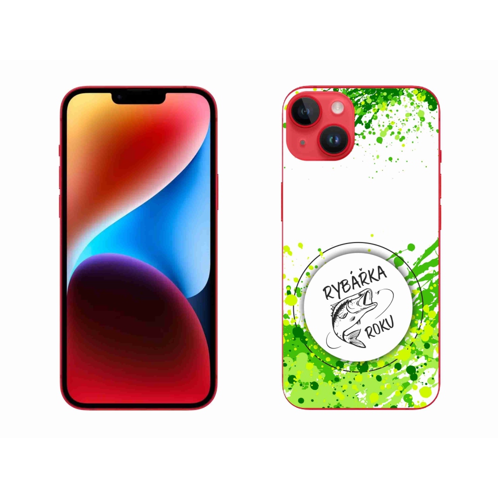 Zselés borítás mmCase iPhone 14 Plus készülékhez - Az év horgásza fehér háttérrel