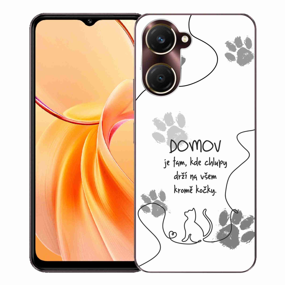 Gél borító mmCase a Vivo Y28s 5G készülékhez - macska motívum fehér háttérrel