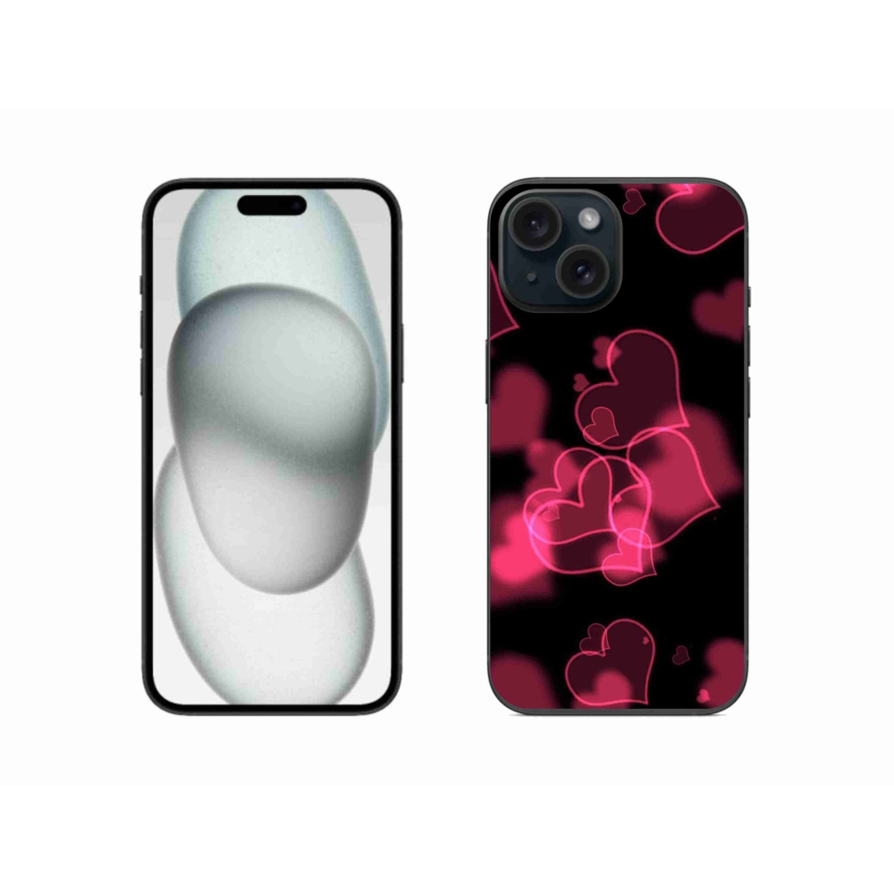 Zselés borítás mmCase iPhone 15 készülékhez - piros szívek