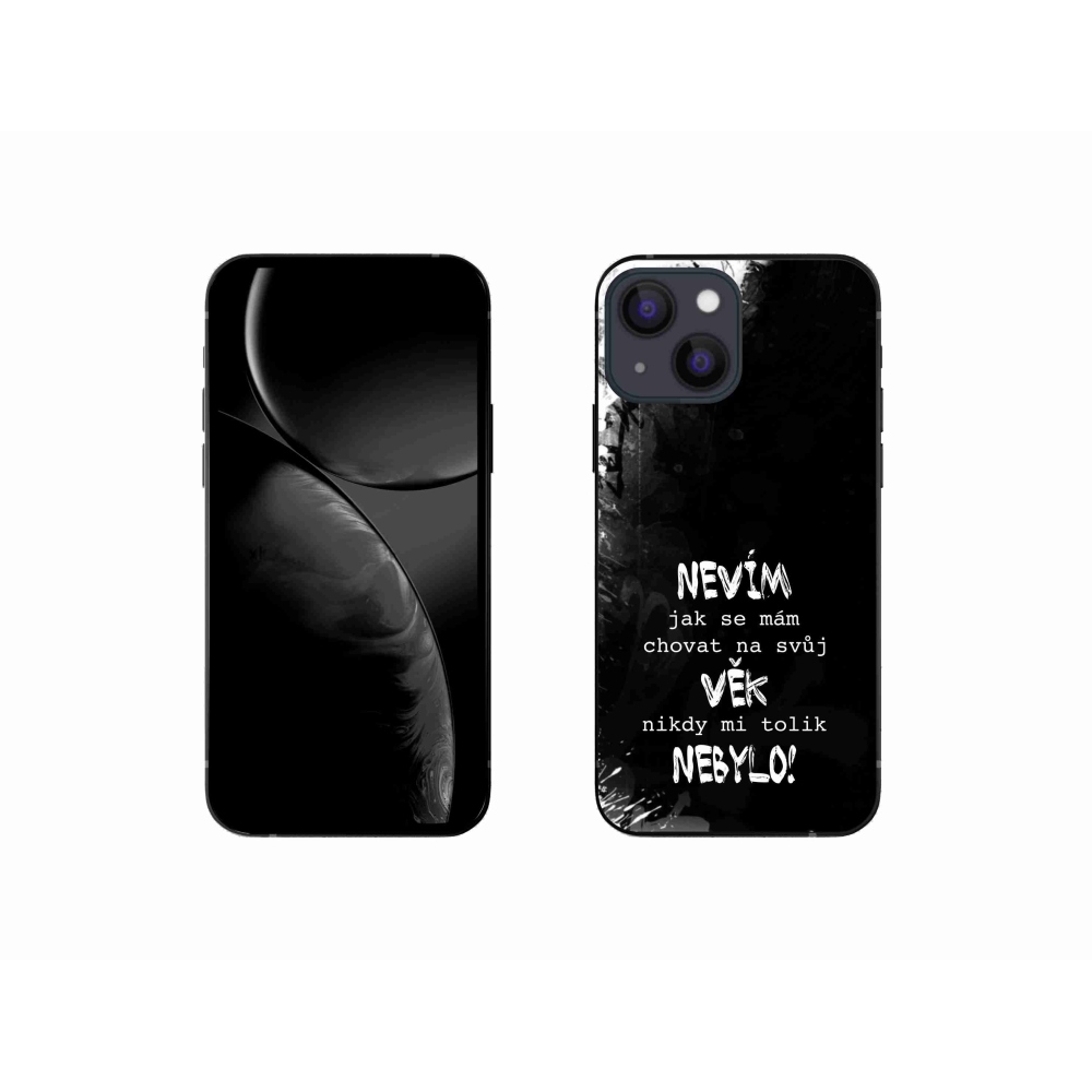 Gél borítás mmCase iPhone 13 mini 5.4 készülékhez - vicces szöveg 14 fekete háttér