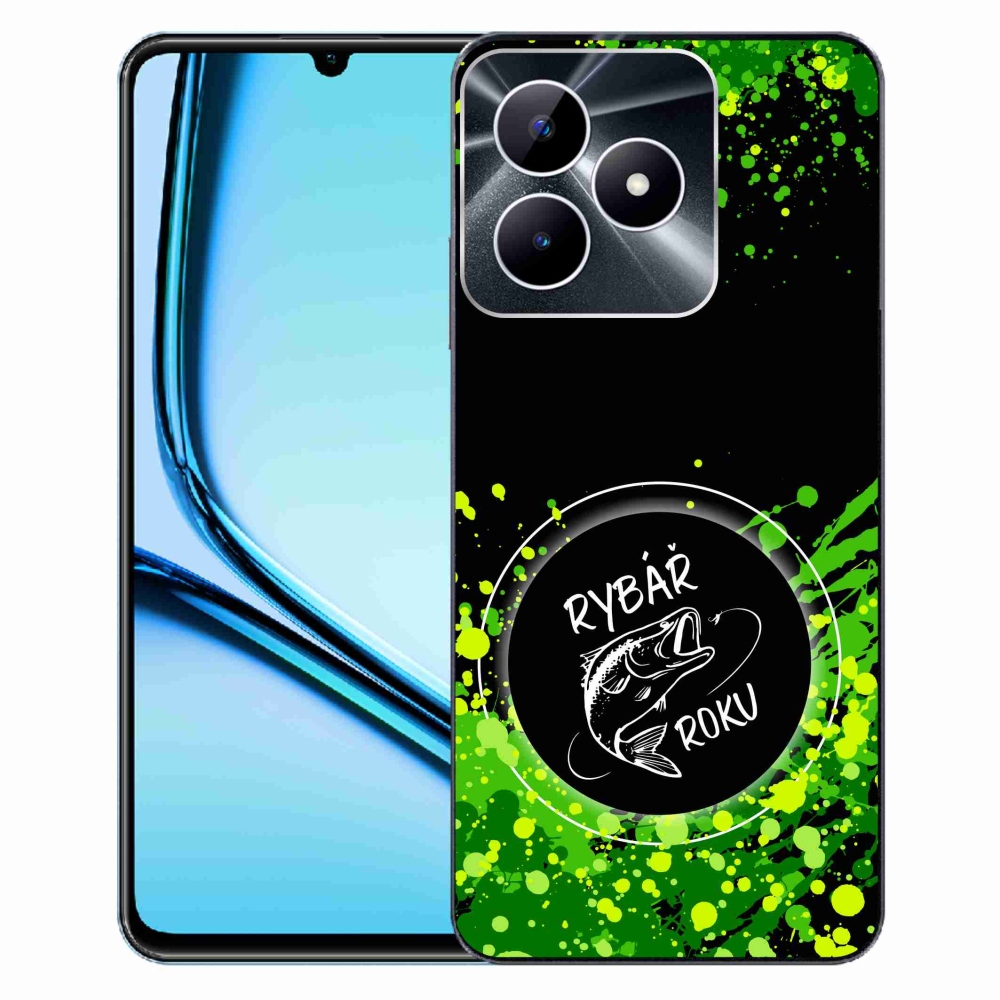 Zselés borító mmCase a Realme Note 50 készülékhez - Az év horgásza fekete háttérrel