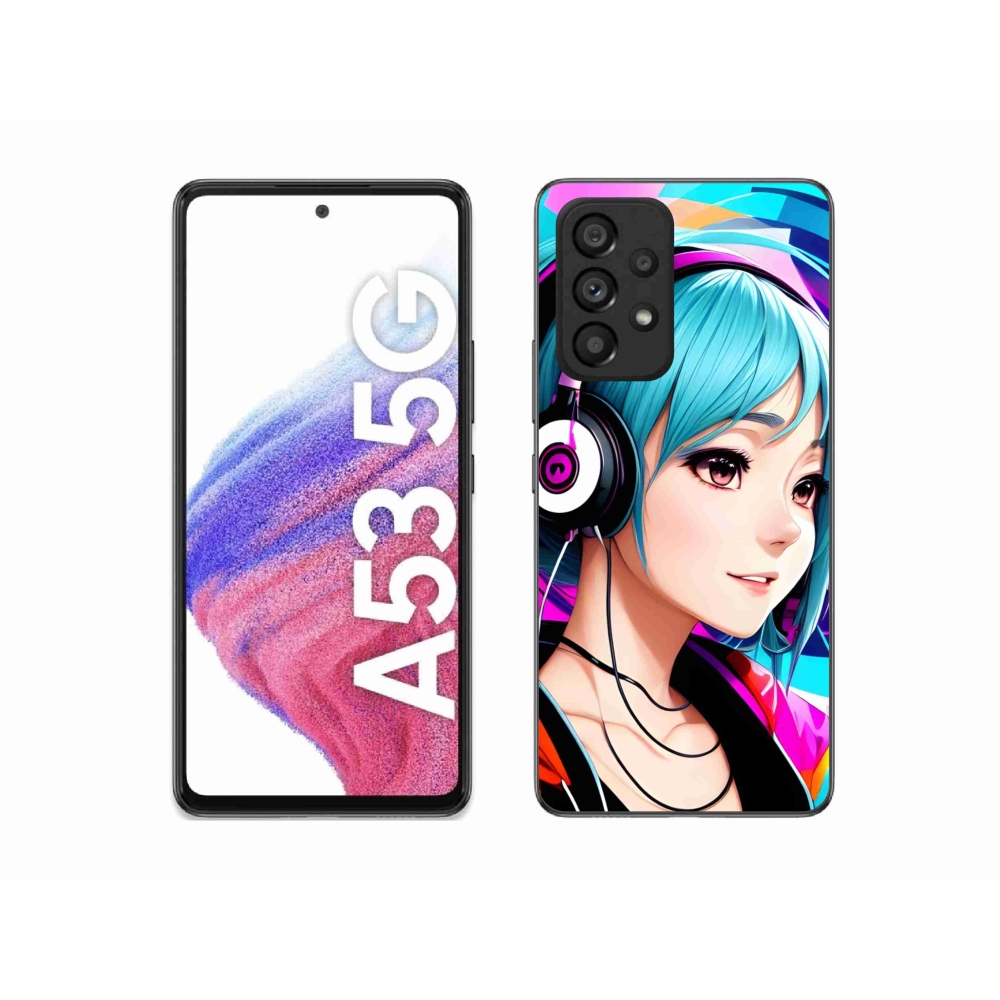 Gél borítás mmCase Samsung Galaxy A53 5G - lány fejhallgatóval