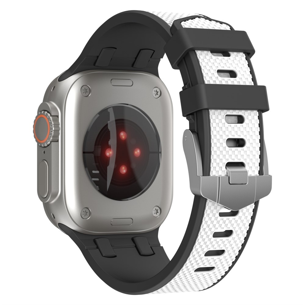 Sport szilikon szíj az Apple Watch Ultra/Ultra 2 49mm/SE/SE 2022/2023 44mm/9/8/7 45mm/6/5/4 44mm/3/2/1 42 mm-es órához - fekete/fehér