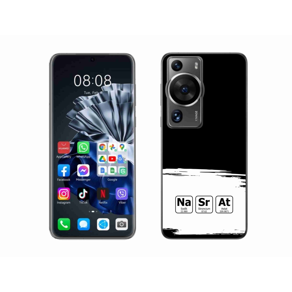 Gél borítás mmCase a Huawei P60 Pro - kémiai elemek fehér és fekete háttérrel