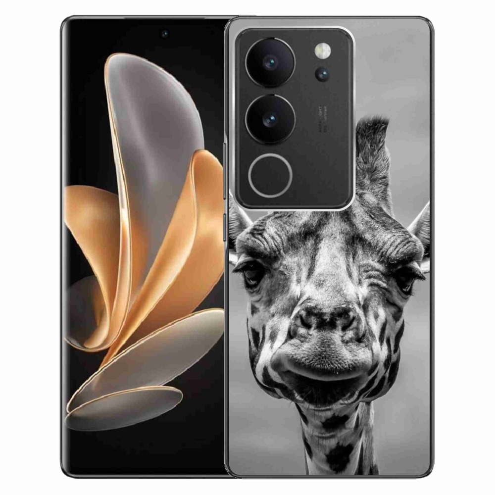 Gél borítás mmCase a Vivo V29 5G-n - fekete-fehér zsiráf