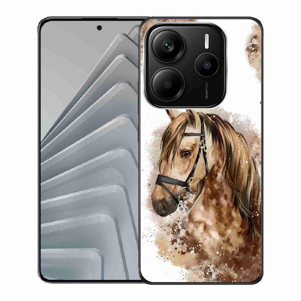 Gél borító mmCase a Xiaomi Redmi Note 14 5G-hez - barna rajzfilm ló