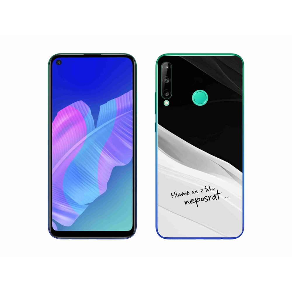 Gél borító mmCase a Huawei P40 Lite E készülékhez - vicces szöveg 13 fehér és fekete háttérrel