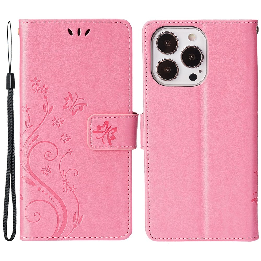 Virágok könyv tok iPhone 15 Pro készülékhez - rózsaszín