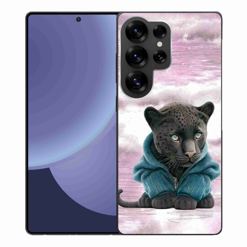 Zselés borítás mmCase Samsung Galaxy S25 Ultra készülékhez - fekete párduc pulóverben