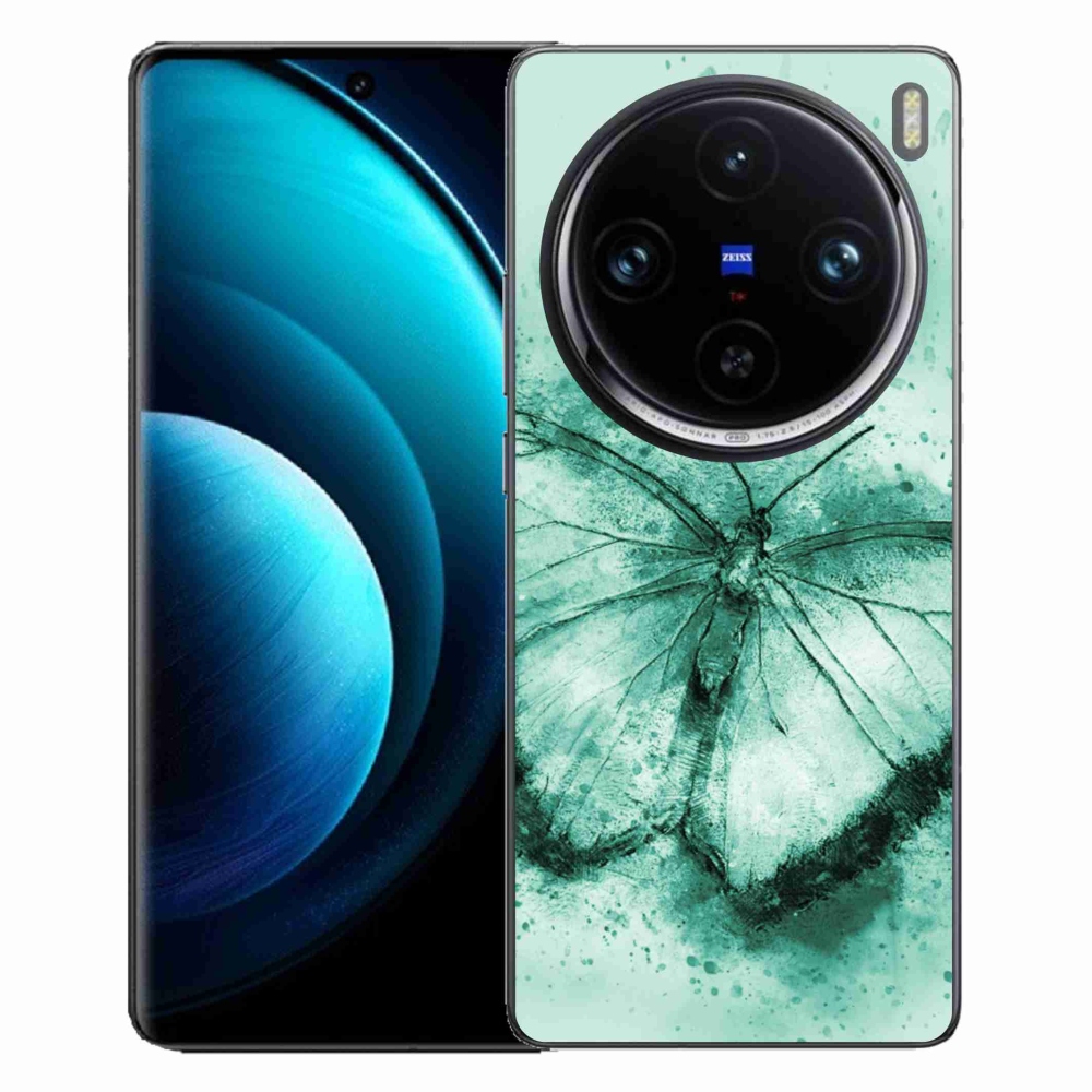 Gél tok mmCase a Vivo X100 Pro 5G-hez - zöld pillangó