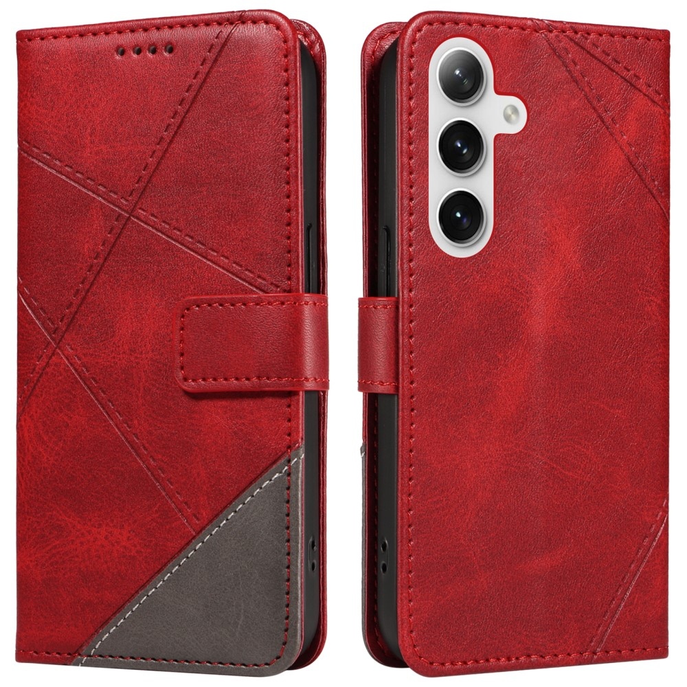 Háromszög alakú könyvtáska Samsung Galaxy S24+/S25+ készülékhez - piros