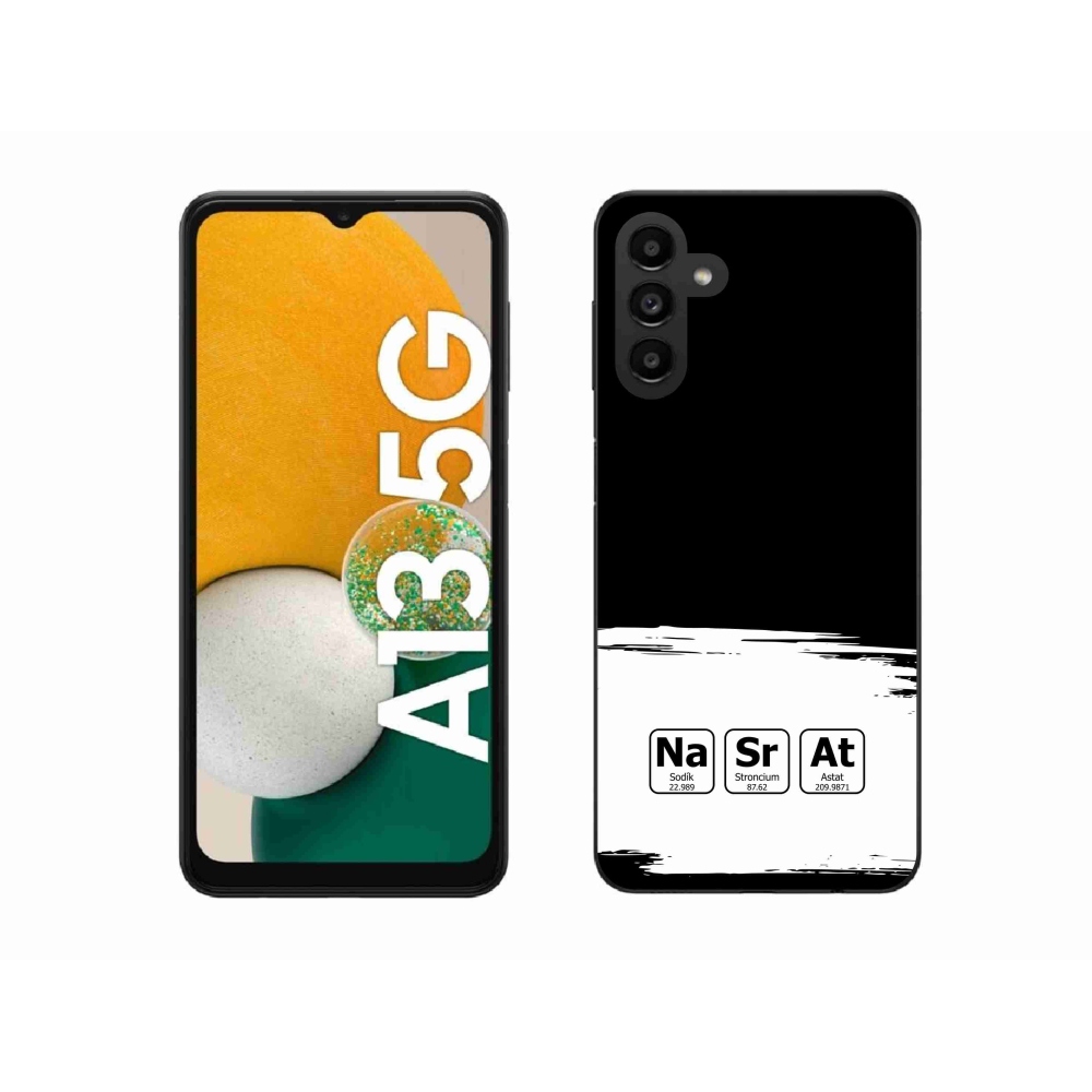 Gél borítás mmCase Samsung Galaxy A13 5G - kémiai elemek fehér és fekete háttérrel