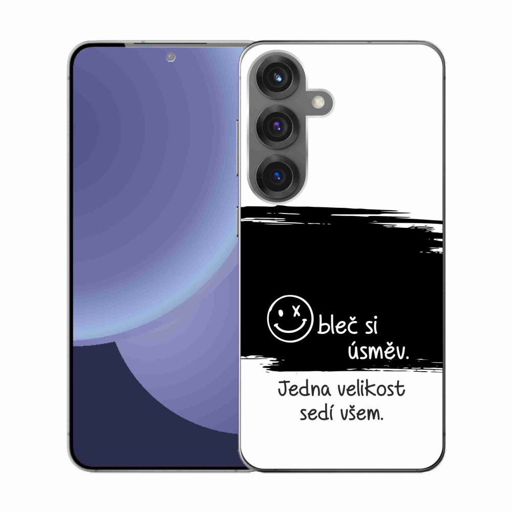 Gél borító mmCase Samsung Galaxy S25 készülékhez - vicces szöveg 8 fekete-fehér háttérrel