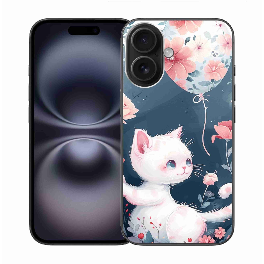 Gél borítás mmCase iPhone 16 készülékhez - cica lufival