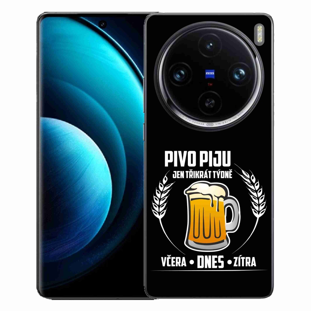 Zselés borítás mmCase a Vivo X100 Pro 5G készülékhez - sör motívum fekete háttérrel