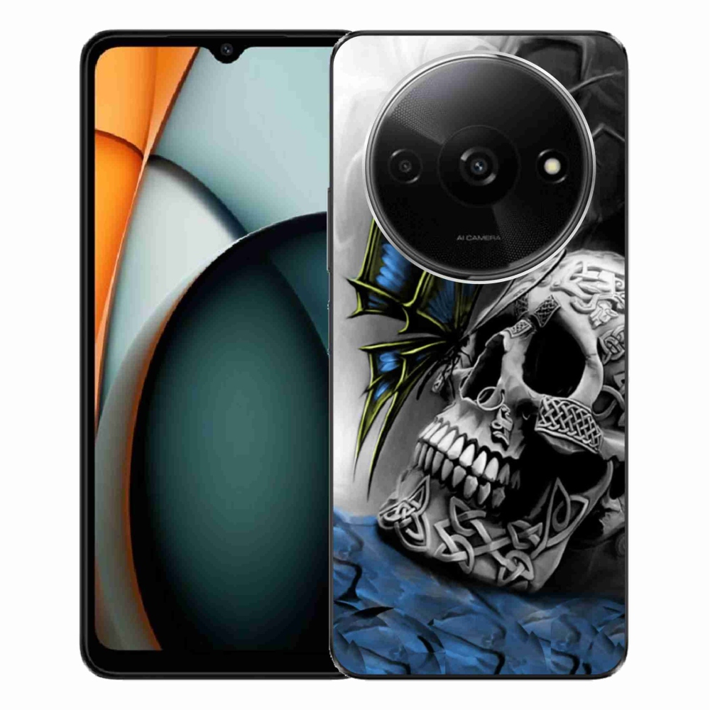 Gél borítás mmCase a Xiaomi Redmi A3-hoz - pillangó és koponya