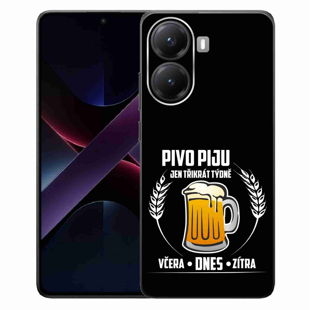 Gél borítás mmCase a Xiaomi Poco X7 Pro 5G számára - sör motívum fekete háttérrel