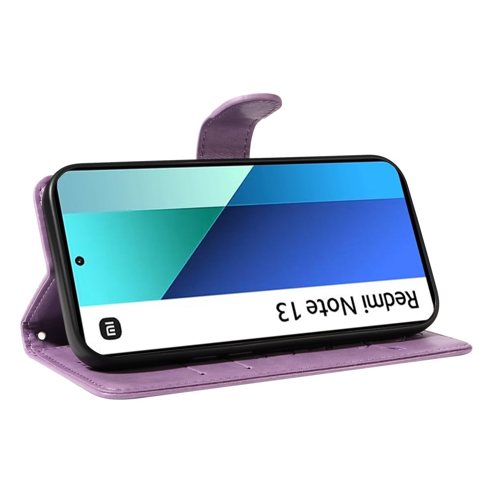 Virágos könyv tok Xiaomi Redmi Note 13-hoz - lila